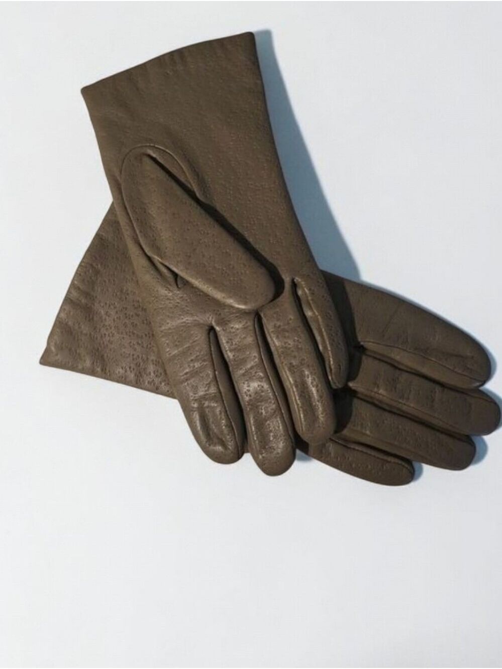Vintage 80s Aris Kip Leather Taupe Driving Gloves Size 7